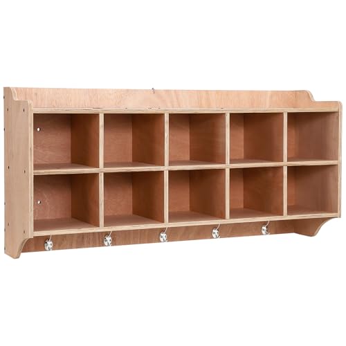 Cubby Storage Organizer with Hooks and Shelves