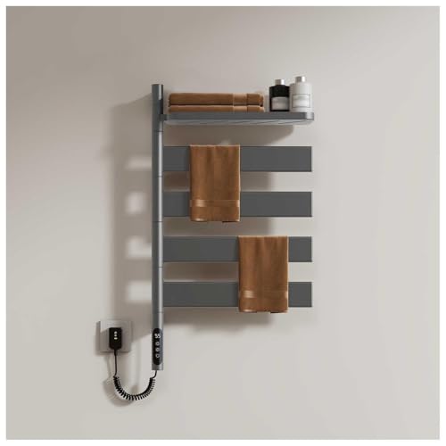 Radiador Toallero Electrico, Toalheiro Elétrico WC 135 W, Orientable 180 con Pantalla LED, Control táctil, Temporizador, Calientatoallas Eléctrico Bajo Consumo,Gray