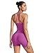 SUUKSESS Women 2 Piece Workout Sets High Waisted Tummy Control Biker Shorts Halter Padded Tank Tops Racerback Sports Bras (Hot Pink, XS)