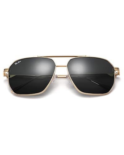 Pro Acme Vintage Oversized Square Aviator Sunglasses, Heavy Duty Metal Frames with Glass Lenses for Men & Women