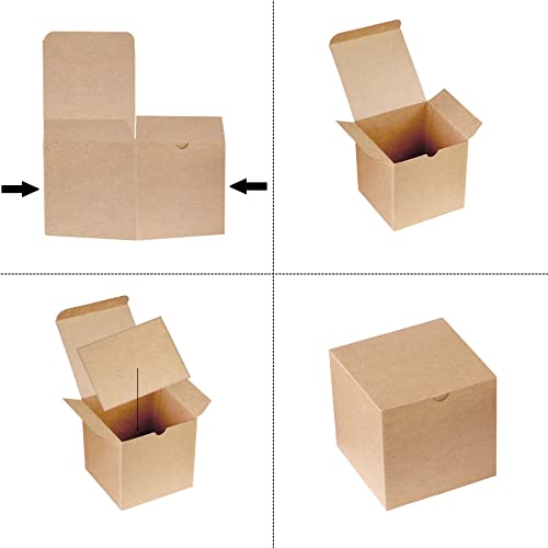 Xxcxpark 48 Pcs Brown Gift Boxes 4X4X4 Inches, Decorative Party Favor Gift Packaging Box With Lid For Diy Crafting, Cube, Cupcake, Kraft Present Boxes For Birthday, Wedding, Anniversary #TOP4