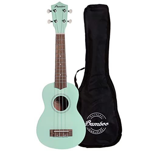 Ukulele Soprano Bamboo. 21'pulgadas. Color Verde Agua con Funda negra, madera Liden, Serie Studio,...