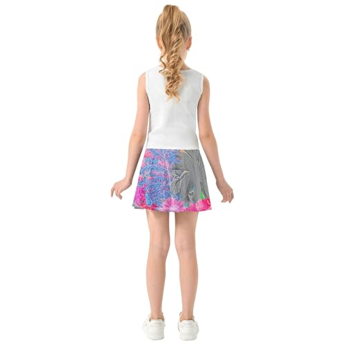 Athletic Shorts Girls Skorts Toddlers Tennis Skirts Running School Beautiful Floral Plants Grey 3t4