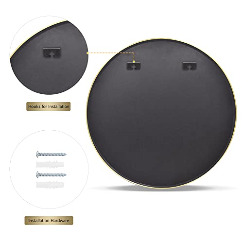 Image of VooBang Round Mirror 19.6 inch Gold Wall Mounted Circle Mirrors Vanity Mirror with Aluminum Alloy Frame Modern Decoration for Bathroom, Living Room, Vanity, Bedroom, Entryway