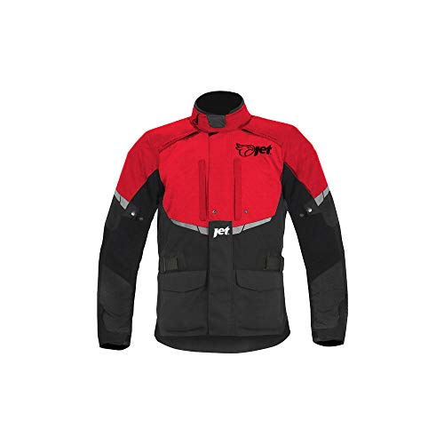 JET Chaqueta Moto Hombre Textil Impermeable con Armadura Tourer (2XL (EU 54-56), Rojo)