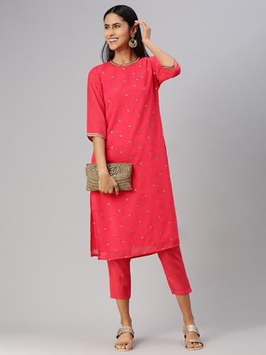 Image of Hritika Peach Faux Georgette Sequin Pattern (HRKB0070PCH L)
