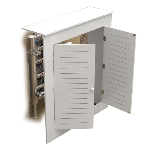 Moderno Armario Blanco para radiador, de PVC Impermeable, con Estante Superior Que Ahorra Espacio, con 2 Puertas y Rejilla para Dormitorio y Sala de Estar (60 x 80 x 20 cm/24 x 32 x 8 pulgad