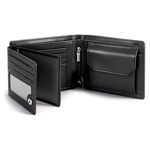 TEEHON Cartera para Hombre Slim Microfibra con Bloqueo RFID, Cartera Hombre Ranuras para 13 Tarjetas de Crédito, Ventana para ID y Foto, Bolsillo para Monedas, Compartimentos para Billetes - Negro