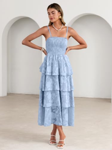Image of Simplee Womens Summer Strapless Maxi Dress 2026 Boho Floral Off Shoulder Wedding Guest Dresses Tiered Beach Long Sundress