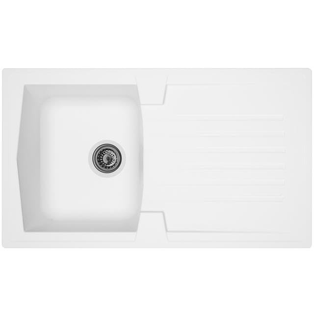 Liquida AR10WH 1.0 Bowl Composite Reversible Inset White Kitchen Sink with Waste