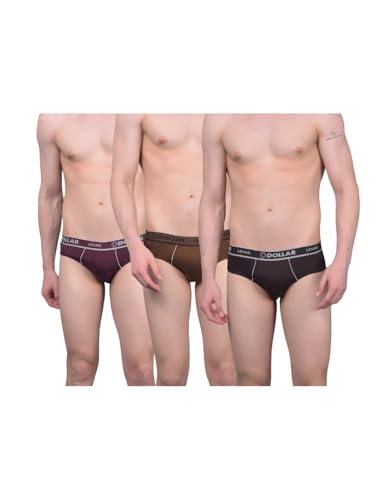 Image of Dollar Lehar Super Combed Cotton Mens Brief - Pack of 3- Actual Colour May Vary Assorted