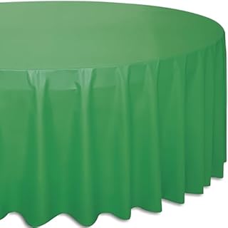 Jednolity okrągły plastikowy obrus na stół (213 cm) 1 szt.  żywy i trwały niezbędny element imprezowy do łatwego czyszczenia i dekoracji