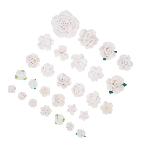 HEATSHAKING de Flores de Arcilla Polimérica Accesorios Creativos y Delicados 28 Piezas de Color Blanco para para Fundas de Teléfono y Manualidades