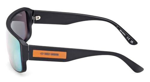 Harley-Davidson Men's Fashion Shield Sunglasses, Black Frame/Orange Revo Lens2