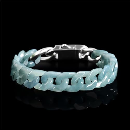 Premium Natural Jade Bracelets with Box for Couples | Unisex Jewelry Jade Bangle Bracelet for Protection Healing Good Luck for Women & Men's Birthday Anniversary Wedding(Blue,6.3'')2