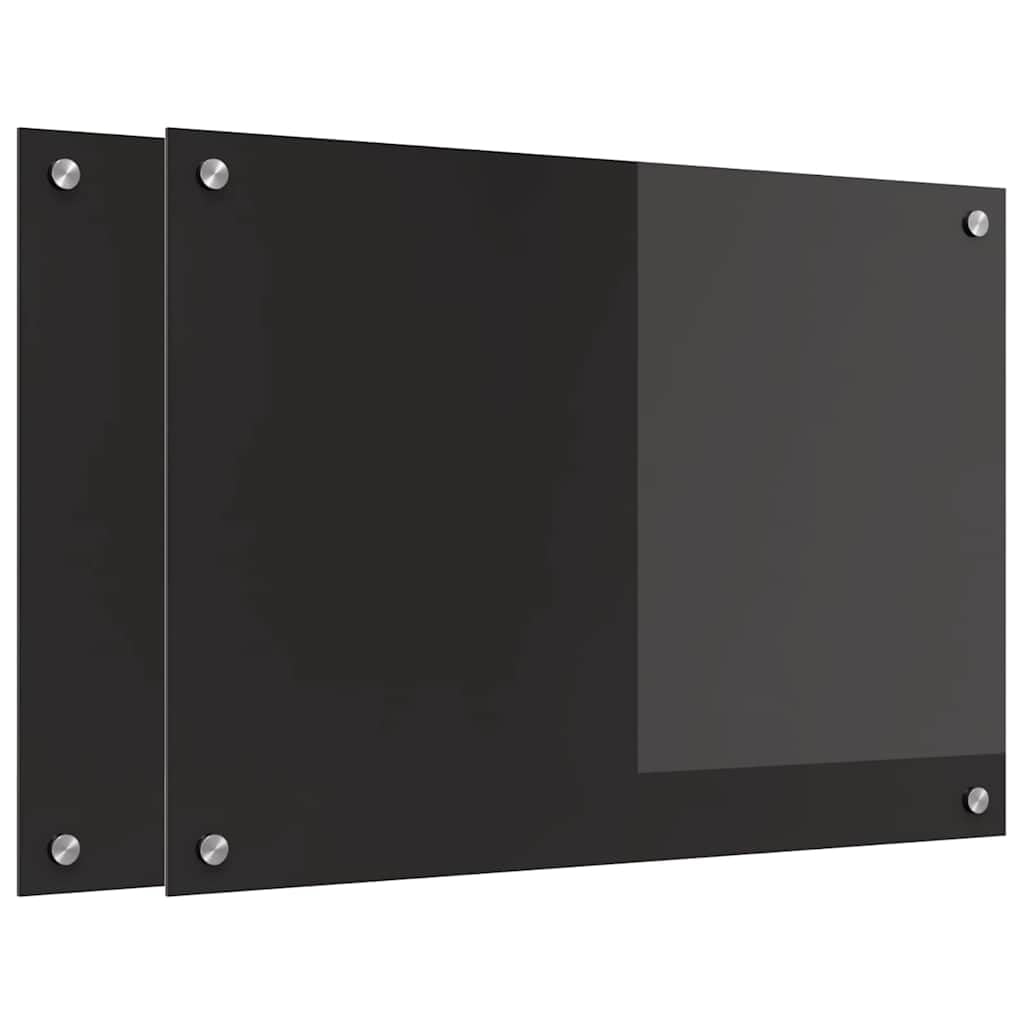 Solivagant Küchenrückwand 2 pcs Schwarz 70 x 50 cm Gehärtetes Glas, Küche Esszimmer,Küchenhelfer -utensilien, 15.7 kg-3415543