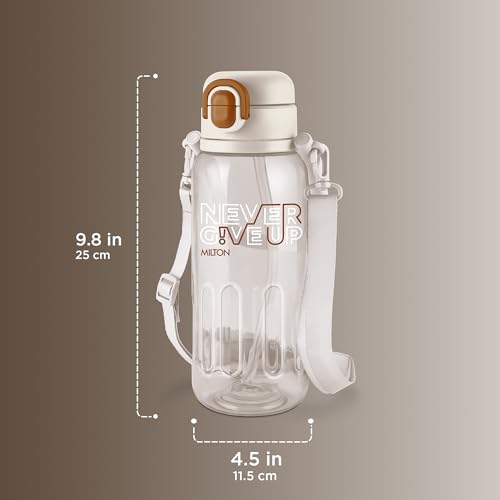 Image of MILTON Regan 1000 2-in-1 Lid Sip or Gulp Water Bottle 1 ltr | Sturdy Handle And Strap | BPA Free| Food-Grade | One-Touch Open | Leak-Proof | Ideal for Office, School, College, Gym, White