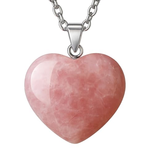 Collar con Corazón de Cuarzo Rosa Natural para Mujer – Piedra del Amor y Sanación, Colgante de Acero Inoxidable, Joya Espiritual y Energética, Regalo Ideal de Cumpleaños, Pareja o Amistad