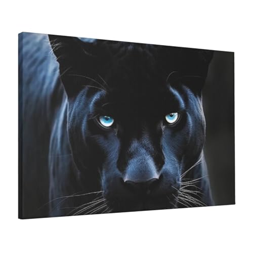 Toile panthère aux yeux bleus 40x60 cm pour décoration murale moderne