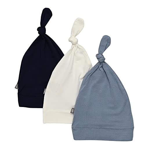 Image of KYTE BABY Rayon Made from Bamboo Baby Beanie Hats - Super Soft Knotted Caps Available in Pattern and Solid Colors - 3 Pack