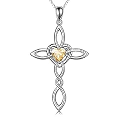 Silver November cross necklace