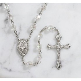 Rosario católico de comunión para hombre y mujer con crucifijo de plata y cuentas 6mm