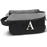 A-Z BAG Neceser de Viaje de Gran Apertura, Resistente al Agua, Organizador de Afeitado, Bolsa de Maquillaje Personalizada para Mujer (A, Negro)