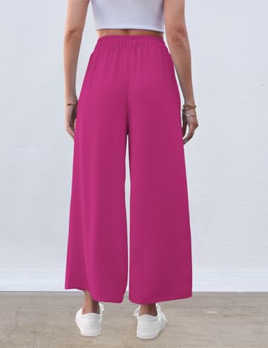 Image of ZJCT Wide Leg Palazzo Pants for Women Summer Beach Pants Flowy Loose Casual Lounge Pajama Yoga Pants with Pockets