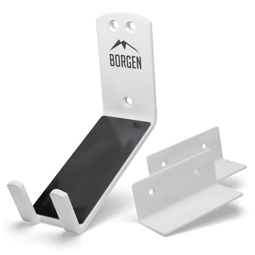 Borgen Bike Wall Mount Pedal Hook for E-Bikes MTB & Road - Bicycle Wall Mount with Support Brackets and Wall Protection Pads Suitable as Bike Rack Garage Bike Storage Shed and Bicycle Storage Indoor