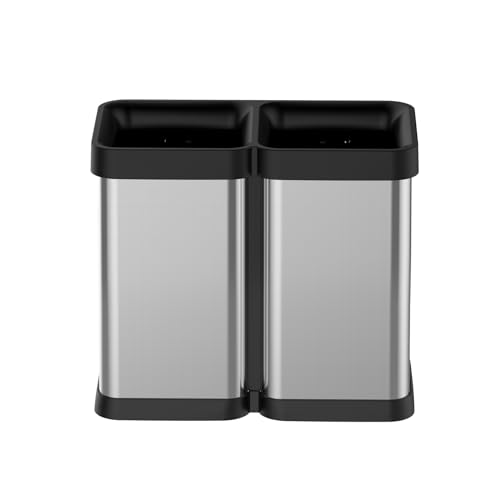 Caneca de basura dual abierta 50L acero inoxidable miniatura 7