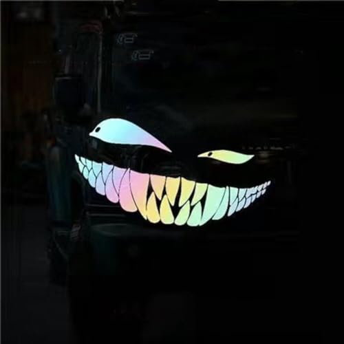 Image of Reflective Sticker for Car Vinyl Racing Oblique Eyes Bad Smile Decal for Golf Cart Off-Road Vehicles Motorcycles Bike Skateboard DIY Decoration, 1Set 6.3in, Colorful