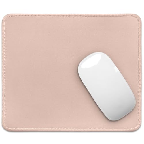 Image of FROGIGO Mouse Pad with Stitched Edges - Solid Color Mousepad for Women, 9.25 x 7.75 inch Washable Square Desk Pad, Non-Slip Rubber Base, Office Home Laptop Accessories - Sakura Pink