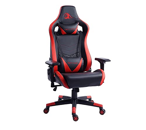 Night-Hawk-Ergonomic-Gaming-Room-Office-Desk-Chair-with-High-Back-Adjustable-Arms-Height-Length-Revolving-Lumbar-and-Neck-Pillow-Support-Chair-Black-RedNHC-2013-Year-Warranty