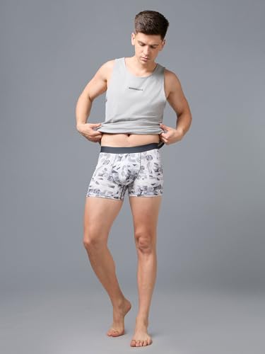 Image of TECHNOSPORT Men's Colorblock Trunks Underwear with ElastoLITE 4 Way Stretch Lightweight Breathable Moisture Wicking Soft Anti Odour Anti Microbial Comfort Fit Boxer Briefs Innerwear for Men