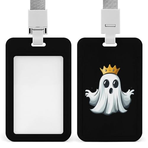 Halloween Ghost ID Badge Holder with Lanyard Vertical ID Card Holder for Travel Office Work