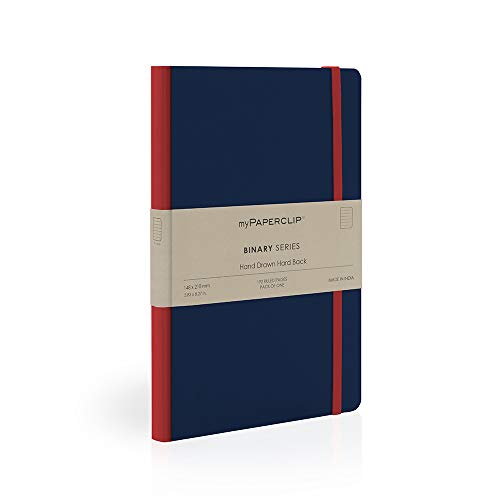 Image of myPAPERCLIP Binary Series - A5 Ruled Notebook | Italian Hardboard Cover | 192 Pages, 80 GSM Paper, A5 (5.83 x 8.27 in) | Thread Bound with Elastic Closure & Bookmark | Blue