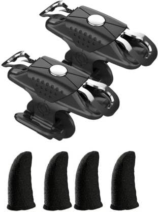 ADZOY (ADL-09-23 1 Pair (2 Pcs) of X10 Analog Mobile Game Controller L1R1 Trigger Aim Button with 2 Pairs (4 Pcs) Finger sleeve for PUBG/Freefire/COD