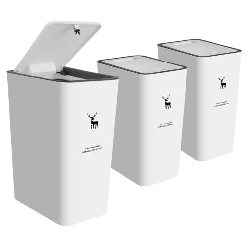 Image of XPIY Trash Can with Lid, 3 Pack 4 Gallons /15 Liters Garbage Can