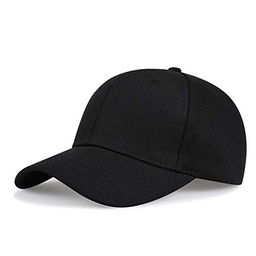 QOHNK Big Head Hat Tactical Shooting Sports Fishing Baseball Cap Outdoor Hunting Jungle Hats for Large Heads, Pure Version Cap Black, Plus 23.2-25.6 inches (59-65cm)
