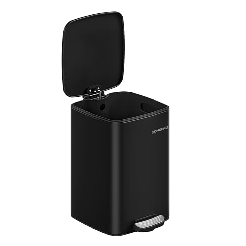 La Mejor Lista de Bote de basura moderno , tabla con los diez mejores. 46 SONGMICS Cubo de Basura, Basurero de 20 L, con Cubeta Interior, Acero Inoxidable, Cierre Suave y Permanece Abierto, Negro Tinta MLTB592B01