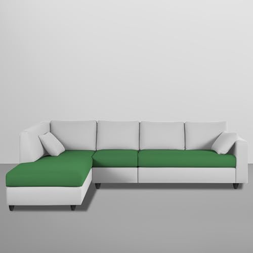 Image of Florian LHS 6 Seater L Shape Sofa Set for Living Room (Green Grey Fabric) Premium Fabric Sofa