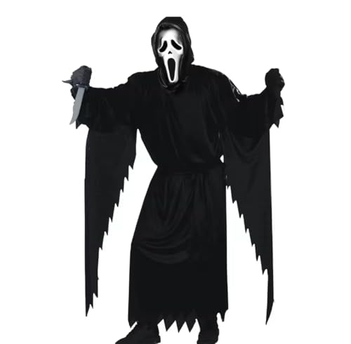 Adult and Youth Scream Horror Face Costume Black One Size US 150cm