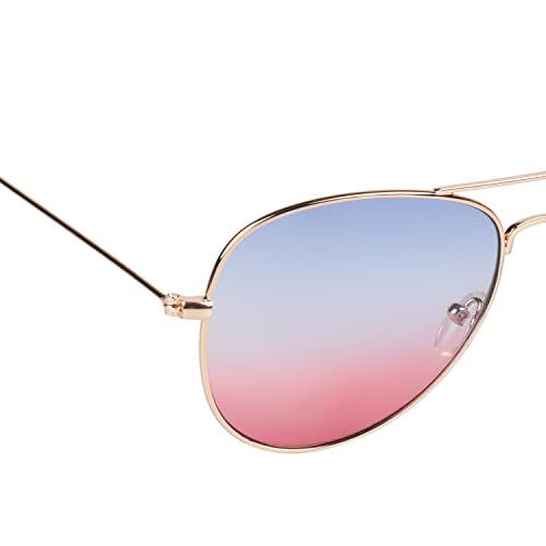 Image of Unisex UV Protected Aviator Shaped Full Rim Sunglasses With Assorted Colored Sunglasses Case, Frame - Plastic, Polycarbonate Lens