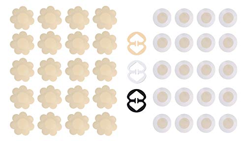 Daisyformals 20 Pairs Sexy Pasties Satin Nipple Cover Breast Petal pasties Disposable(Flower & Round)
