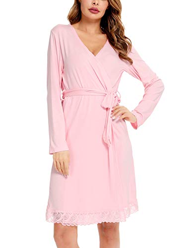 Image of SWOMOG Women's Maternity Nursing Robe Pregnancy Breastfeeding Bathrobes 3 in 1 Labor Delivery Nightgowns