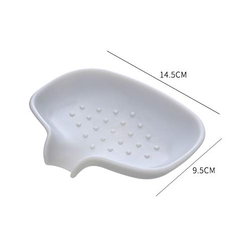 JINGYAN Jaboneras Jabonera, plástico, PS, Silicona, Conveniente, tamaño 12 * 8.2 .3 cm, Desmontable, fácil de Limpiar (Azul/Gris Blanco Amarillo)(White)