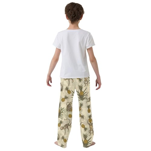 ZZXXB Orangutan Pineapple Boys Long Pants Soft Trousers Elastic Waist Kids Lounge Bottoms with Pockets S-XL3
