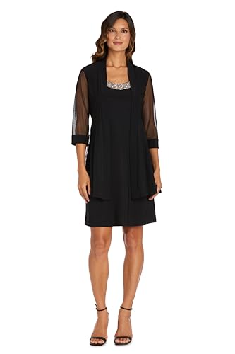 Image of R&M Richards Women's Petite Glitter Trim Jacket Dress