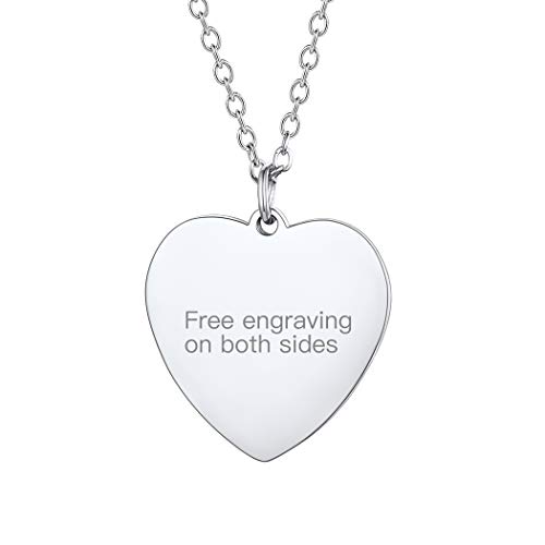 Suplight Collier Femme Coeur Personnalisé Chaîne 50cm + Pendentif Acier Inoxydable Gravé avec Texte Bijou Tendance Cadeau Unique