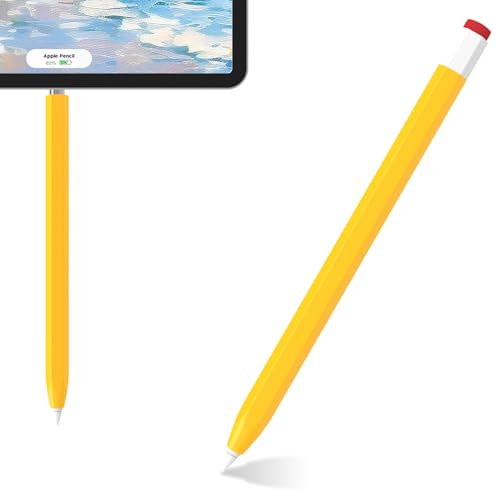 LOVE MEI Silicone Case for Apple Pencil Silicone Sleeve for 1st Generation Holder Protective Skin Cover case for iPad Cute Carrot Accessories Soft Grip Pouch with Pencil Tip Cover (Yellow)